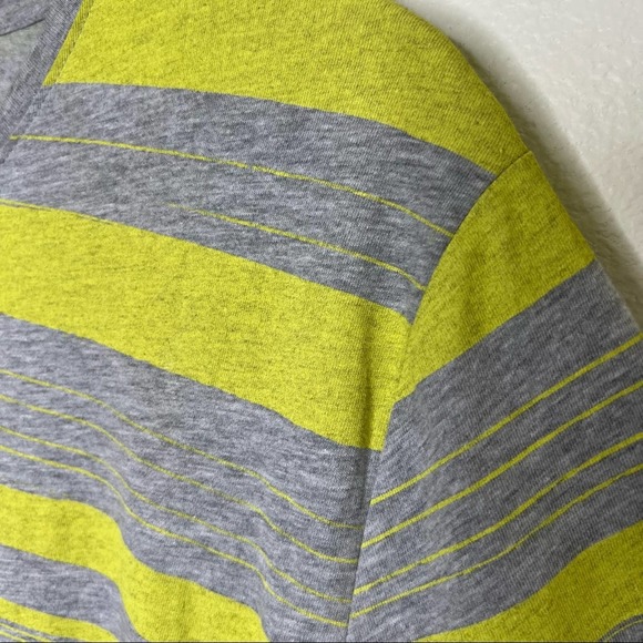 Apt 9 Neon Yellow & Grey Striped V-Neck T-Shirt M - Picture 5 of 8